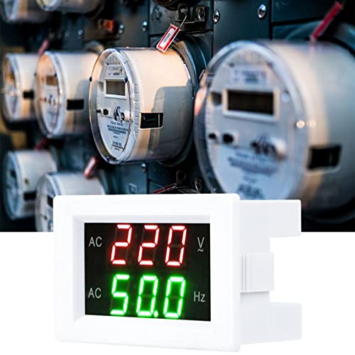 Fauitay Digital AC Voltmeter Frequenzmesser Generator Dual Display LED 80-500V-Testwerkzeug mit Rotem Grünem Dual-Farb-Display für Reines Wechselstrom 45-65Hz Netzteil Versorgung (Weiß) von Fauitay