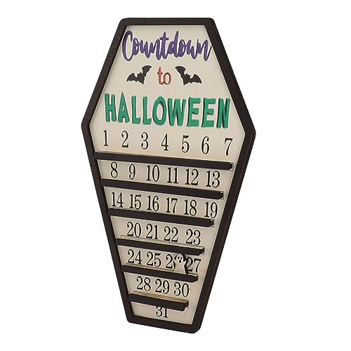 Fauitay Halloween Adventskalender 2023, Countdown Halloween Kalender Wiederverwendbares Advent DIY Bewegte Hölzernen Urlaubsschild für Home Desktop Orament von Fauitay