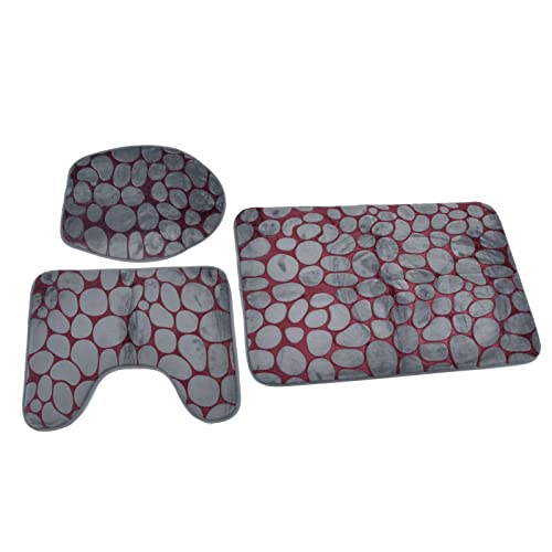 Fauitay Toilettenmatte Set Zwei Tonstein Textur Flanell Badezimmer Teppich Set HD-Muster Nicht-Schlupf-Badematte mit Gummi Zurück für Zuhause von Fauitay