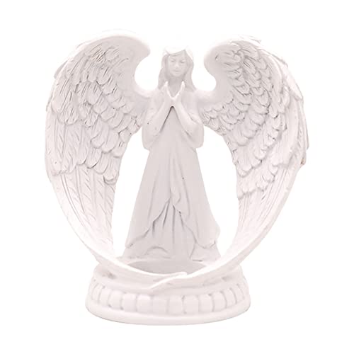 Fauitay Winged Prayer Angel Duft Kerzenständer Gebet Engel Kerzenständer Reine weiße Flügel Engel Gebet Statue für Wohnzimmer Esszimmer Hochzeit Dekoration (Groß mit 7 x 7,5 cm großer Kerze) von Fauitay