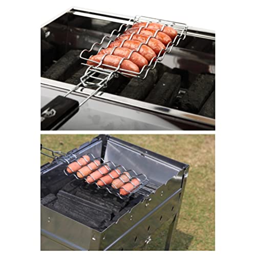 Fauitay Wurstgrill 55 * 12 * 3 Barbecue Grill Korb 6 Hot Dogs Metall Grills Wurst Rack Grill Mesh Cliphalter Picknick Küche Tools von Fauitay