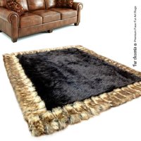 Desiger Fau Pelzteppich - Rechteckig Weich Dickes Braunes Cener Mit Braunem, Geripptem Fuchsrand Pelzakzente, Designer-Teppiche Und Überwürfe Usa von FauxFurRugs