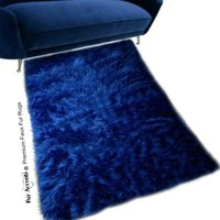 Kunstfell Schaffell Teppich - Rechteck Shaggy Soft Navy Blau von FauxFurRugs