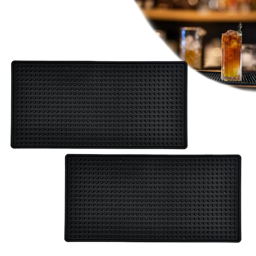 FAVENGO 2 Stück Barmatte Gummi Abtropfmatte Geschirr Trockenmatte 15 x 30 cm Gläserabtropfmatte rutschfest und Langlebig Bar Mat Überlaufmatte für Kaffee Bar Club Küche Restaurants(30CM/1PCS) von Favengo