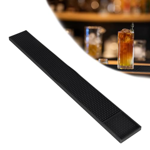 Favengo Barmatte Gummi Abtropfmatte Geschirr Trockenmatte 8 x 60 cm Gläserabtropfmatte Rutschfest und Langlebig Bar Mat Überlaufmatte für Kaffee Bar Club Küche Restaurants Theken Schwarz von Favengo