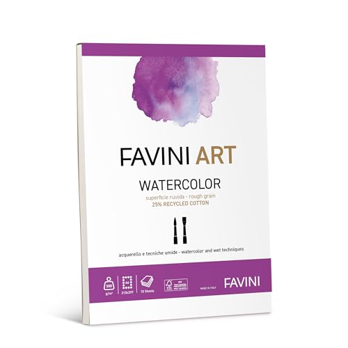 FAVINI ART BLOCK COLLATO WATERCOLOR GRAMMATUR 300 g/m2 BLATT 10 FORMAT CM. 21X29,7 A4 von Favini