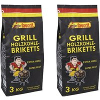 2x Favorit Grillbriketts 3 kg Sack Holzkohlebriketts Holzkohlenstaub gepresst von Favorit