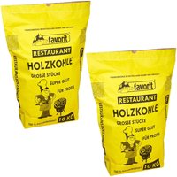 2x Favorit Restaurant Holzkohle Grillkohle 10 kg Sack Reines Laubholz von Favorit