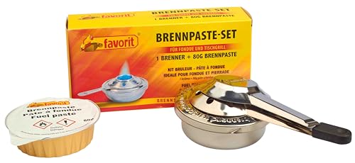 Favorit Brenner Set; geeignet für Fondues, heiße Steine, etc.; mit Brennpaste, reiner Bio-Alkohol; verbrennt rußfrei - 1808 von Favorit