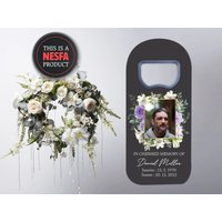 Funeral Favors Personalisierte Tiefste Sympathie Cap Opener Magnete Beileid Geschenke Mit Fotorahmen Und Blumen von FavorsbyNesfa