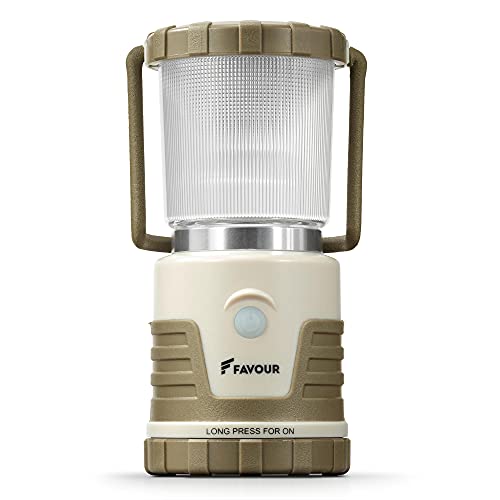 Favour LED Laterne Outdoor 380 Lumen, IPX4 wasserdicht, stoßfest | Hängelampe Zelt mit Haken, abnehmbarer Schirm, 7 Lichtmodi, dimmbar, Kerzenlichtmodus | Campinglampe kompakt, Batteriebetrieb von Favour