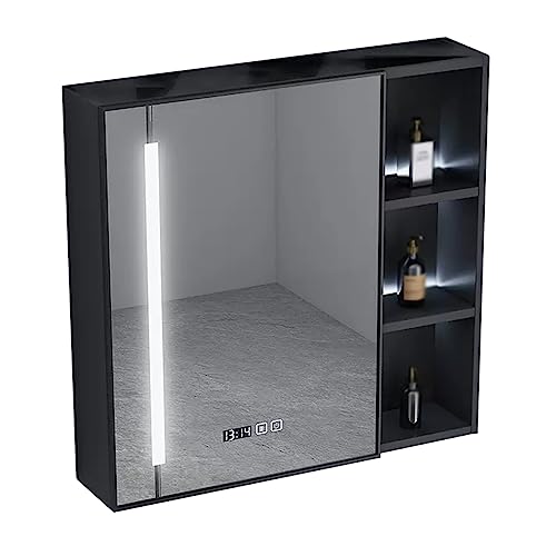 Favourite Smart Space Badezimmerspiegelschrank aus Aluminium zur Wandmontage mit Spiegelregal (Size : 60cm) von Favourite