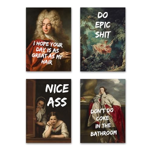 FavouriteArtWorks Witzige Poster - 4 lustige Bilder - DIN A4 (21 x 29,7 cm) - Badezimmer Deko Set - Hochwertiger Kunstdruck für Bad und Gäste WC - Wanddeko Geschenk - ohne Rahmen (4 pieces) von FavouriteArtWorks