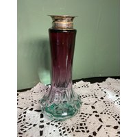 Antike Rubina Verdi Glas Vase Flasche Strling Silber Kragen Rubin Cranberry Vaseline Verde Fingerabdruck von FavrileFinds