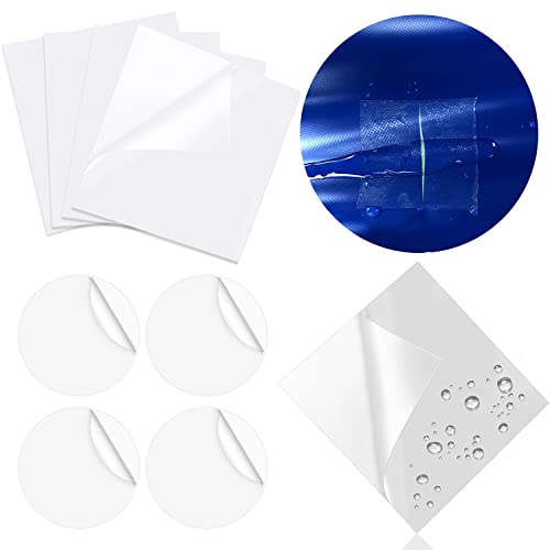 8 Stück Selbstklebende Reparatur Patch, Wasserdicht Tape Transparent Tenacious Tape Flex Patches, Reparaturflicken Aufkleber für Pool Flicken, Kajaks, Schwimmringe, Zelte(Quadrat, Kreis) von Favson