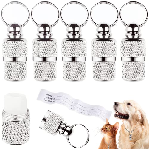 Address Tags for Dogs Pendant, Pack of 6 Dog Cat Collar Tag with Key Ring, Waterproof Address Capsule for Pets von Favson