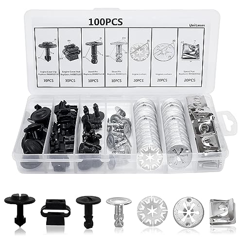 Packung mit 100 Auto-Befestigungsclips, 7 Arten von Auto-Befestigungsclips, Auto-Clips-Set, Auto-Befestigungsclips Karosserieclip, Auto-Kleinteile, Stoßfänger-Karosserieclip-Teile, Unterbodenschraube von Favson