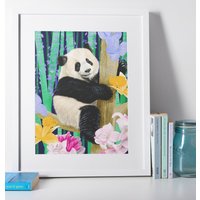 Panda-Druck, Riesenpanda-Kunstdruck, Panda-Wandkunst, Illustration, Dschungelkunst, Bilder Für Wandcollage von FawnAndFlo