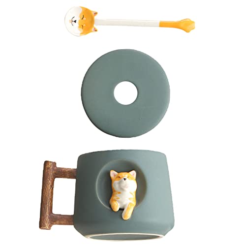 Süß 3D Hund Kaffeebecher Kaffeetasse Hundekopf Tier Tasse Teetasse mit Deckel und Löffel Teegläser Trinkgläser Kaffeeglas Wiederverwendbare Tasse Becher für Tee Milch Orangensaft Kaffee von Faxianther