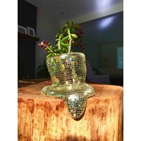 Schmelzende Discokugel Tropfender Übertopf Gespiegelte Geschmolzene Designs Metallic Wohndekor von Fayality