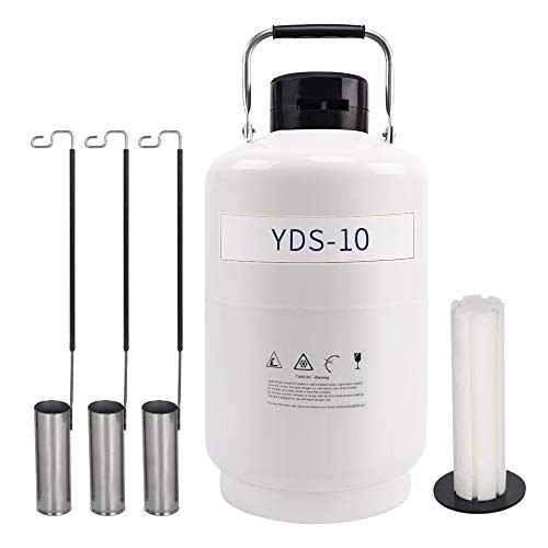 Fayelong Stickstoffbehälter Cryogebhälter mit 3 Lagergestellen Flüssiger Refrigeration Dewar Cryogenic Container (10L) von Fayelong