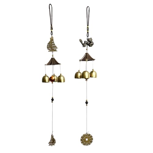 Fayemint 2 Stück Wind Chime Glocken Kupfer, Fengshui Glocke Wind Chime, Chinesisch Windspiel, Windspiele aus Messing, Glücksbaum-Windspiele, für Gärten, Balkone von Fayemint