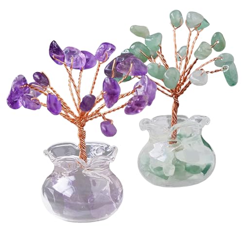 Fayemint 2 Stücke Heilung Kristall Geldbaum, Polieren Kristallbaum, Feng Shui Bonsai, für Reichtum Glück Hause Deko von Fayemint