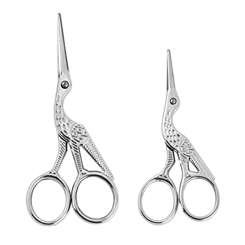 Fayemint 2 Stücke Stork Sewing Scissors, Scharfe Stickschere, Silber Kranichschere, Kranichschere, für Nähen, Basteln, Sticken (Silber) von Fayemint