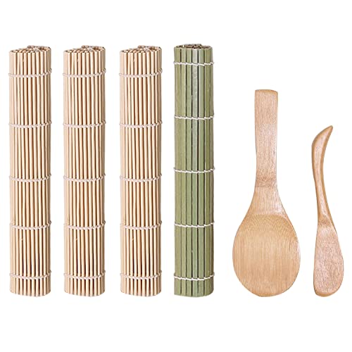 Fayemint 6 Stück Bambus Sushi Rollen, Sushi Selbst Machen Set, Sushi Rollmatte Im Japanischen Stil, Küchenzubehör, für Anfänger und Profis Sushi zu Machen von Fayemint