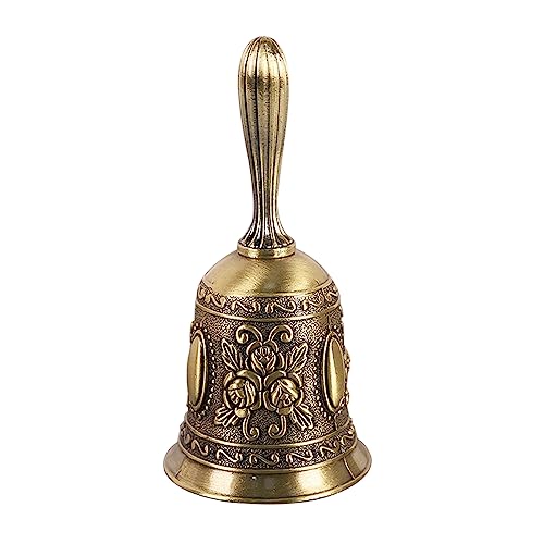 Fayemint Handglocke, Hand Tischglocke,Klassische Zinklegierung Glocke Klingel, Tischklingel für Abendessen am Empfang, Hotelservice, Hochzeit Veranstaltungen (Bronzefarbe) von Fayemint