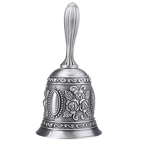 Fayemint Handglocke, Hand Tischglocke,Klassische Zinklegierung Glocke Klingel, Tischklingel für Abendessen am Empfang, Hotelservice, Hochzeit Veranstaltungen (Silber) von Fayemint