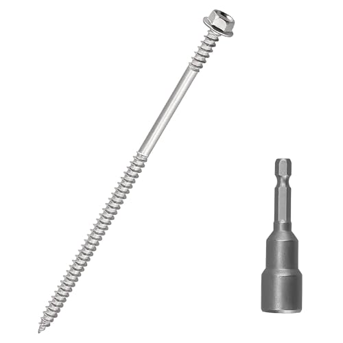 12 x 5 Sechskant-Flanschkopf-Holzschrauben, 410 Edelstahl, selbstschneidende Schrauben, Sechskant-Bit im Lieferumfang enthalten (30er-Pack) von Fayeploo