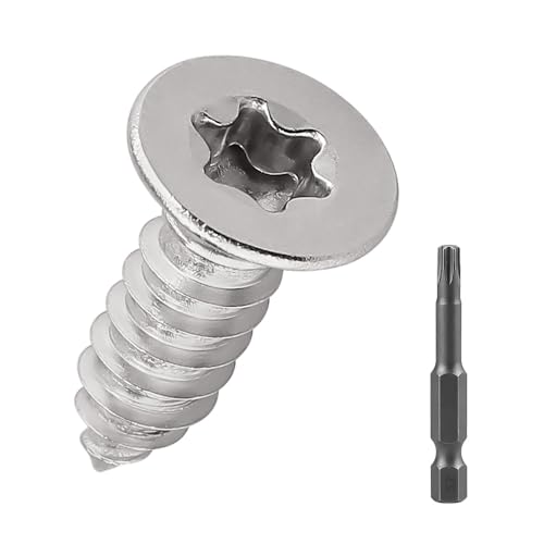 #4 x 3/8 Zoll Torx-Flachkopf-Blechschrauben, 200 Stück, 304 Edelstahl 18–8, selbstschneidende Schrauben für Metall, Holz und Kunststoff, mit 50 mm Stern-Schraubendreher-Bit #4 x 3/8 Zoll Torx-Flachkopf-Blechschrauben, 200 Stück, 304 Edelstahl 18–8, selbstschneidende Schrauben für Metall, Holz und Kunststoff, mit 50 mm Stern-Schraubendreher-Bit von Fayeploo