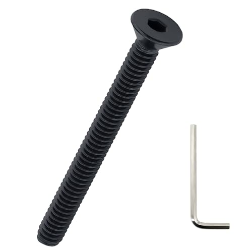 #6-32 x 1-1/2 Zoll schwarze Flachkopfschrauben (100 Stück), 304 Edelstahl 18/8, Senkkopf, Inbus-Sechskantantrieb, Vollgewinde, Fayeploo (mit Sechskantschlüssel) von Fayeploo