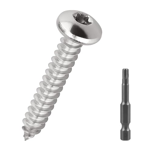 #6 x 1,9 cm Torx-Blechschrauben, 304 Edelstahl 18–8, selbstschneidende Schrauben für Metall, Holz und Kunststoff, 100 Stück mit 50 mm Stern-Treiber-Bit #6 x 1,9 cm Torx-Blechschrauben, 304 Edelstahl 18–8, selbstschneidende Schrauben für Metall, Holz und Kunststoff, 100 Stück mit 50 mm Stern-Treiber-Bit von Fayeploo