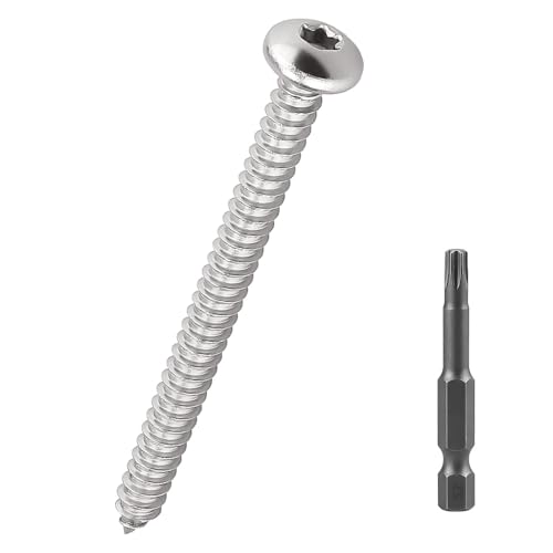 #6 x 3,5 cm Torx-Blechschrauben, 304 Edelstahl 18-8, selbstschneidende Schrauben für Metall, Holz und Kunststoff, 100 Stück mit 50 mm Stern-Schraubendreher-Bit #6 x 3,5 cm Torx-Blechschrauben, 304 Edelstahl 18-8, selbstschneidende Schrauben für Metall, Holz und Kunststoff, 100 Stück mit 50 mm Stern-Schraubendreher-Bit von Fayeploo