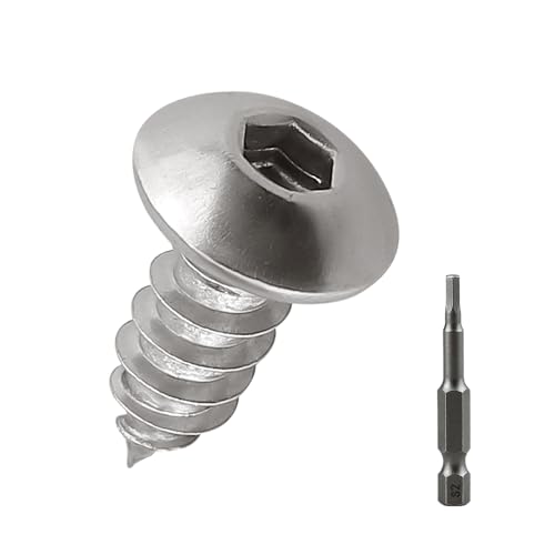 Blechschrauben mit Halbrundkopf, M5 x 10 mm, 304 Edelstahl 18–8, selbstschneidende Schrauben für Metall, Holz und Kunststoff, inklusive Steckschlüssel-Bit, 100 Stück Blechschrauben mit Halbrundkopf, M5 x 10 mm, 304 Edelstahl 18–8, selbstschneidende Schrauben für Metall, Holz und Kunststoff, inklusive Steckschlüssel-Bit, 100 Stück von Fayeploo