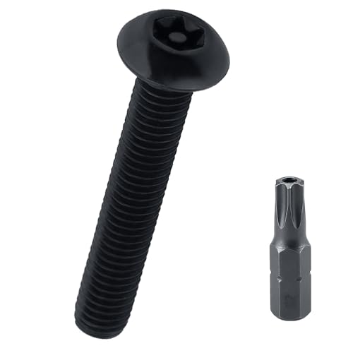 M4–0,7 x 35 mm Torx-Kopf-Maschinenschrauben (50 Stück), 18–8 (304) Edelstahl, manipulationssichere Nummernschildschrauben, schwarz beschichtet, Fayeploo (mit Bit) von Fayeploo
