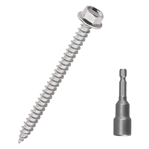 Sechskant-Flanschkopf-Holzschrauben, 410 Edelstahl, selbstschneidende Schrauben, Sechskant-Bit im Lieferumfang enthalten, 12 Stück Sechskant-Flanschkopf-Holzschrauben, 410 Edelstahl, selbstschneidende Schrauben, Sechskant-Bit im Lieferumfang enthalten, 12 Stück von Fayeploo