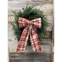 Herbst Kariert Kranz Bow Baumwolle Tür Dekor von FayesAttic11