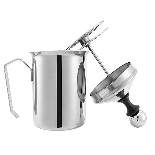 Fayomir 500ml Edelstahl Double Mesh Milchaufschäumer Manuell, Mit Kaffee Latte Art Pen, 8 x 8 x 18 cm von Fayonnir