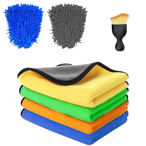 Fayskpwe 9 Stück Autopflege Set mit 4 Stück Mikrofasertücher Auto & 2er Mikrofaser Waschhandschuh&1er Auto Innenreinigung Weiche Bürsten, zum Kratzfreien Trocknen Polieren, Extra Saugstark Fayskpwe 9 Stück Autopflege Set mit 4 Stück Mikrofasertücher Auto & 2er Mikrofaser Waschhandschuh&1er Auto Innenreinigung Weiche Bürsten, zum Kratzfreien Trocknen Polieren, Extra Saugstark von Fayskpwe