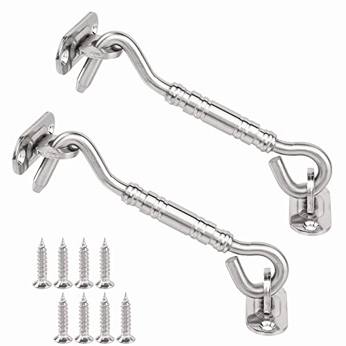 2 Pack Edelstahl Fensterhaken Scheunentür Riegel Haken Schloss Fenster Unterstützung (4” Silber) von Fayvosiue