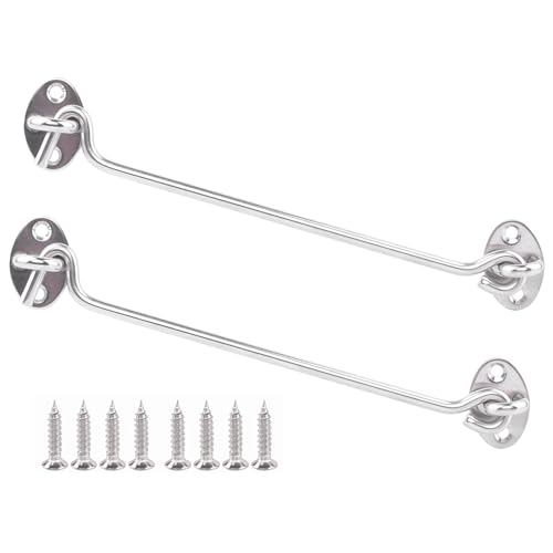 Old Window Hook Latch Wind Hook Latch Barn Door Latch Stainless Steel Gate Latch for Window,Sliding Door,Cabinet Door,Doors (8''/ 2pcs) von Fayvosiue