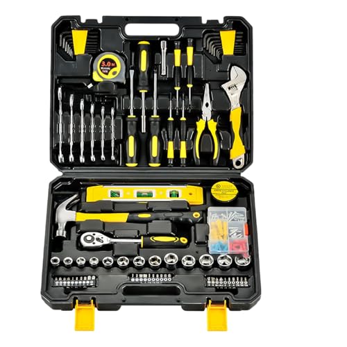 Fazvncv 108-teiliges Haushalts-Handwerkzeug-Set, Kombinationspaket, gemischtes Werkzeug-Set, Heim-Hardware-Wartung, Holzbearbeitung, Gartenwerkzeug von Fazvncv