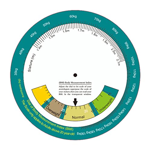 Fazvncv Verbesserter Body Mass Indexes Radrechner, einseitig, einfach zu bedienen, geeignet für Erwachsene ab 20 Jahren, 150 mm Durchmesser Fazvncv Verbesserter Body Mass Indexes Radrechner, einseitig, einfach zu bedienen, geeignet für Erwachsene ab 20 Jahren, 150 mm Durchmesser von Fazvncv
