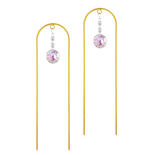 Solarbetriebenes Rankgitter aus Zinklegierung mit Mond-/Sternakzenten für Balkone und vertikale Gärten, langlebige Pflanze mit Kristallakzent, 2 Stück von Fazvncv