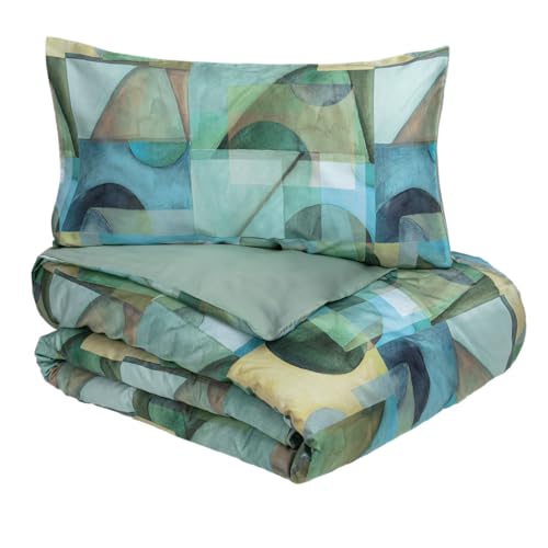 Fazzini Bettbezug Perkal Paracas 3 grün – ohne Spannbettlaken – Doppelbett (Sack 255 x 260 cm + 2 Kissenbezüge 50 x 80 cm) von Fazzini