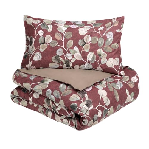 Fazzini Bettbezug für französisches Bett Sabi Burgundy 6 (Sack 200 x 260 cm + 2 Kissenbezüge 50 x 80 cm) - ohne Spannbettlaken von Fazzini