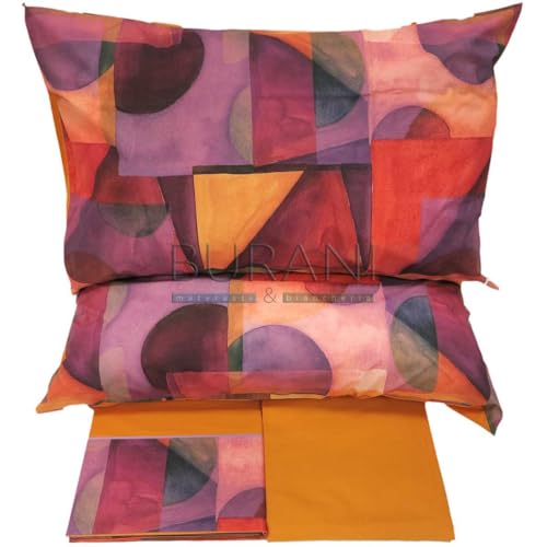 Fazzini Bettwäsche Perkal Parcas 6 Doppelbett (Bettlaken 260 x 295 + 2 Kissenbezüge 50 x 80 + 1 Spannbettlaken 180 x 200 x 30) von Fazzini